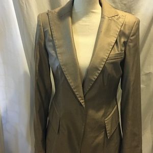 Bill Blass New York, gold wool suit 1 button women’s blazer jacket, size 6